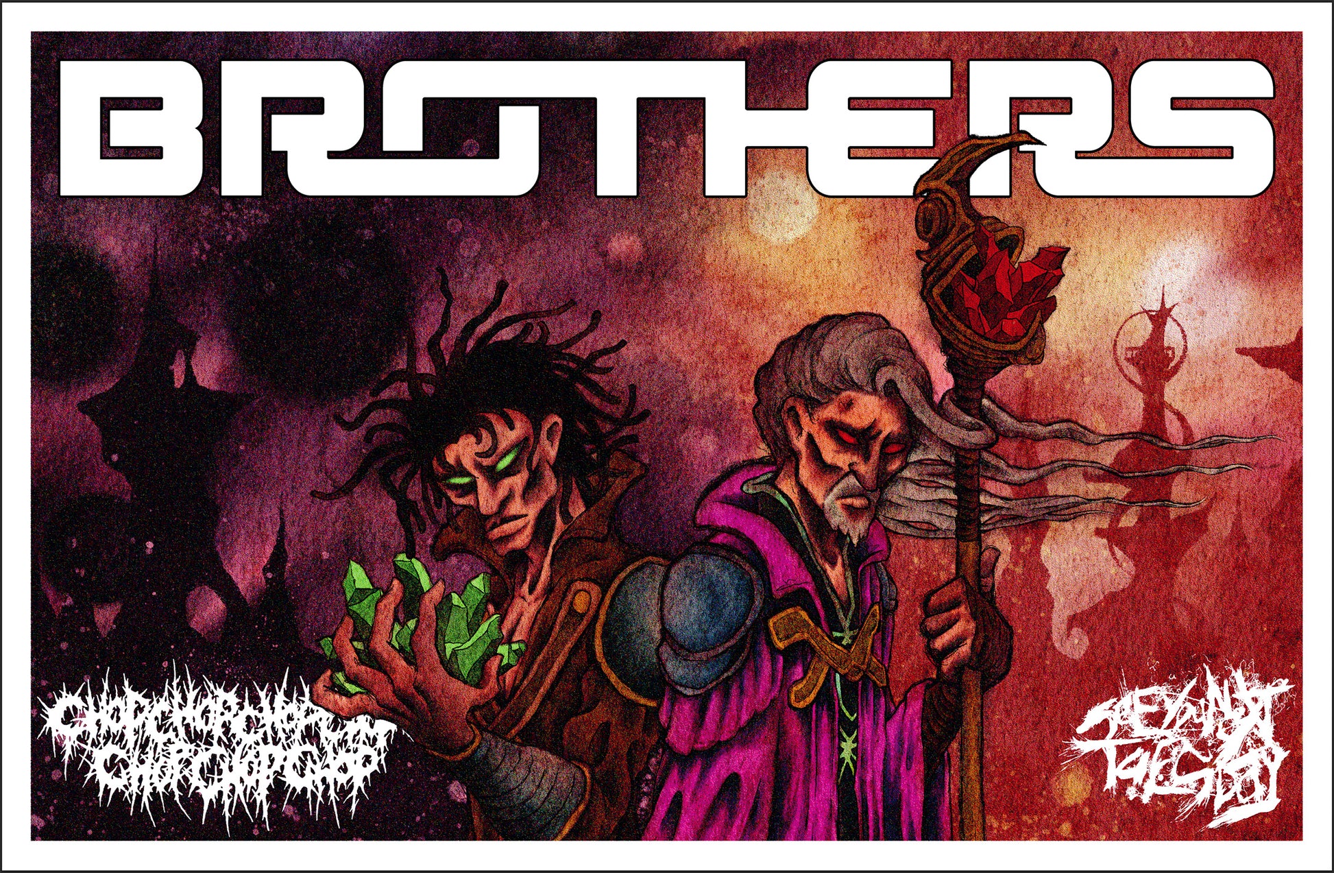 Artistic depiction of two characters with 'BROTHERS' text above them on a stylized background.